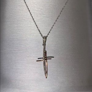 Diamond Double Cross Pendant